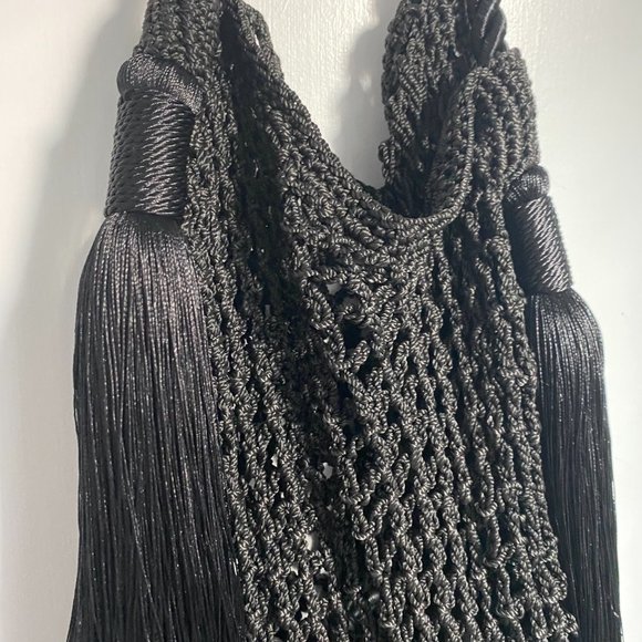 Zara Sold Out Net Bag Tote with Tassels` - Picture 2 of 5